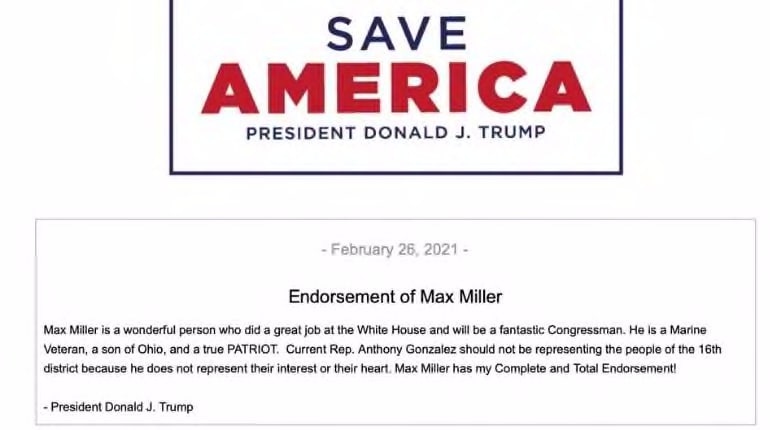Trump endorses Max Miller to seek revenge against Republican who voted to  impeach, World News | wionews.com
