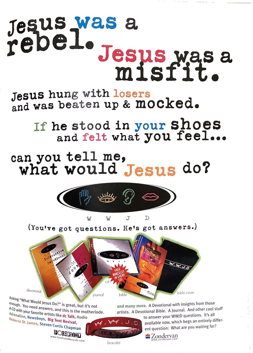 WWJD merch ad