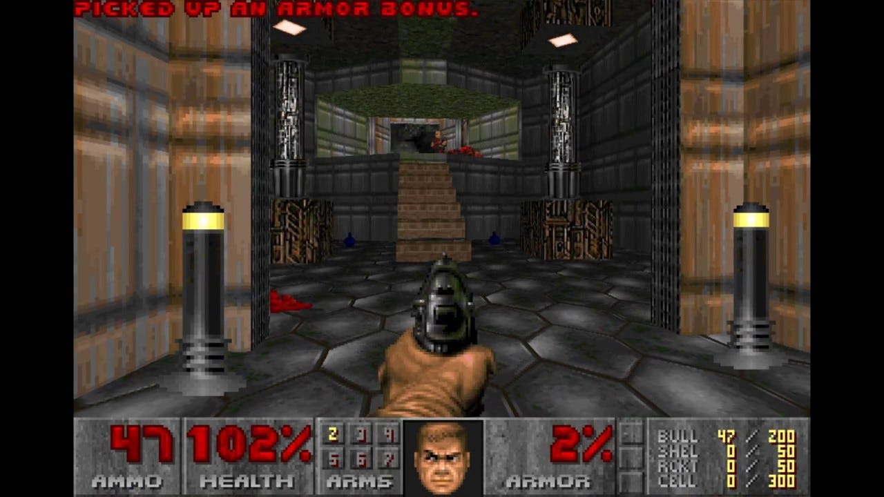 Doom (1993) - first level (Hangar) played at Ultra-Violence. 100 ...