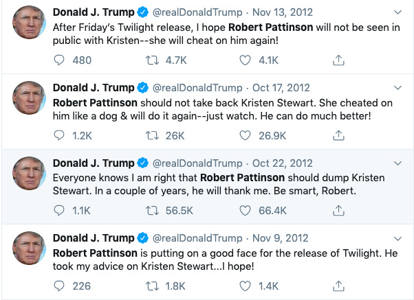 Joe Berkowitz on Twitter: &quot;Last time Kristen Stewart hosted SNL, she made  fun of how weirdly invested Donald Trump was in her relationship with  Robert Pattinson, something we as a nation don&#39;t