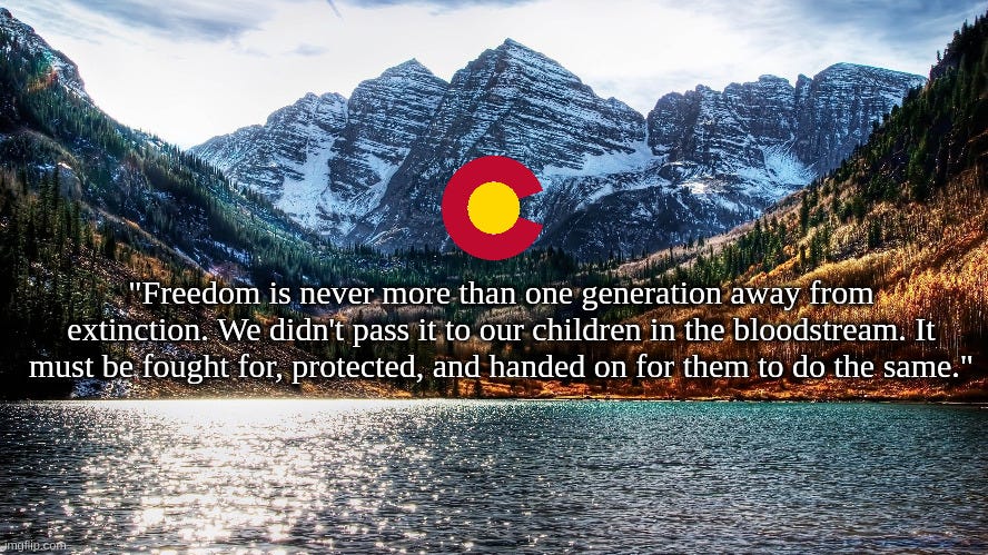 freedom is never more than one generation from exctinction
