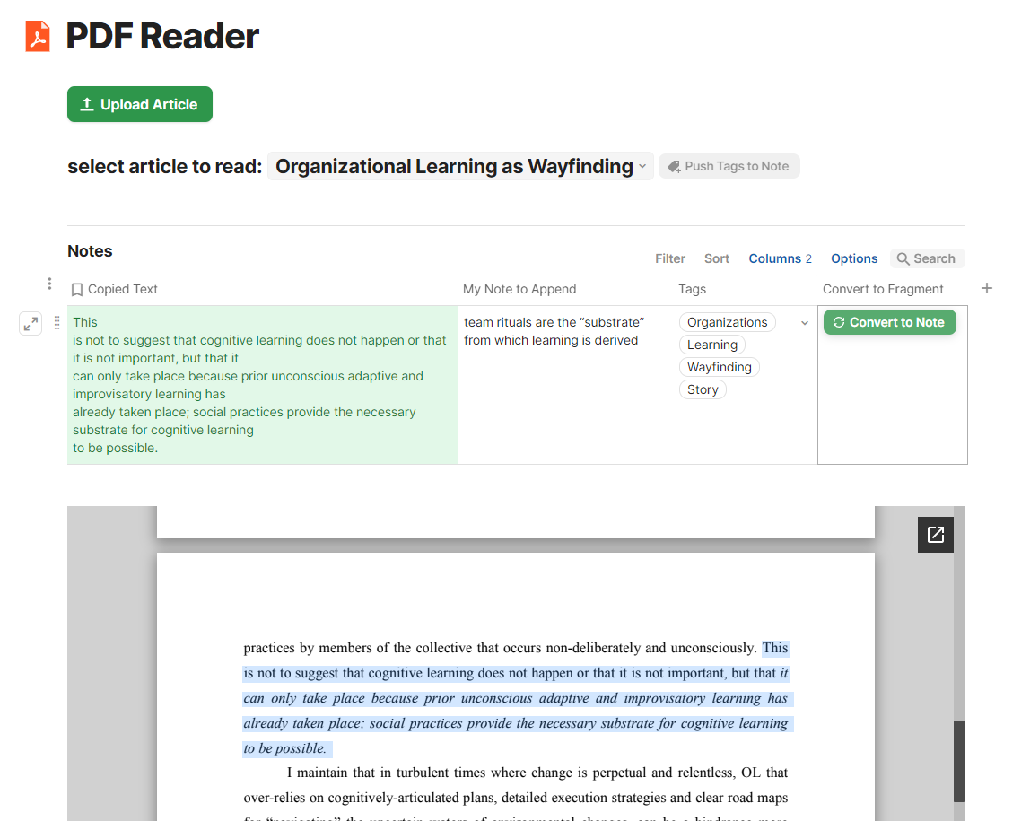 PDF reading and highlighting in Coda.io