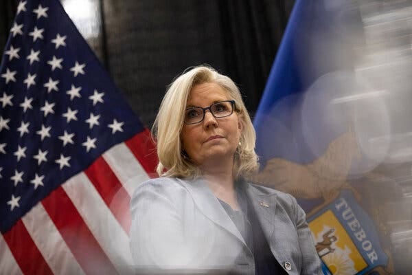 Representative Liz Cheney campaigning for Elissa Slotkin, a House colleague, on Tuesday in East Lansing, Mich. She said it was the first time she had campaigned for a Democrat.