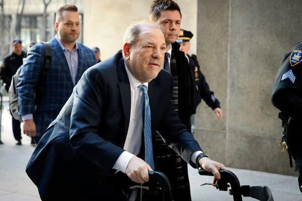 Harvey Weinstein arriving at a Manhattan courthouse in 2020.