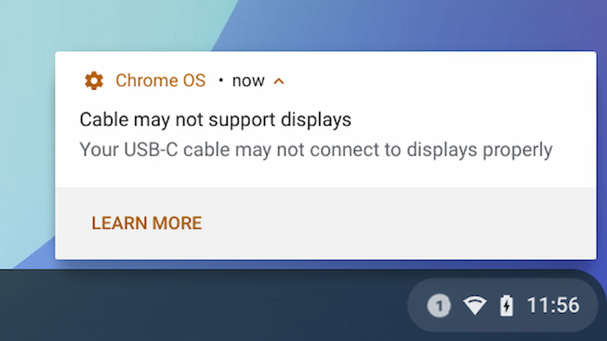 Chrome OS 102 USB-C notifications