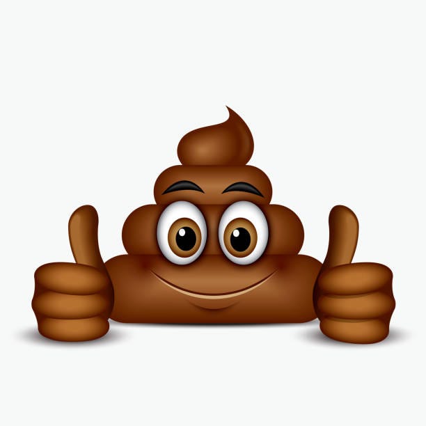 a smiling bowel movement giving the thumbs up