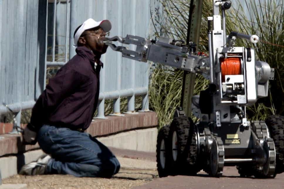 <p>A man is disarmed by a robot in Arizona </p>