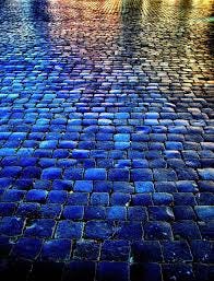 Blue cobblestones, no feet.