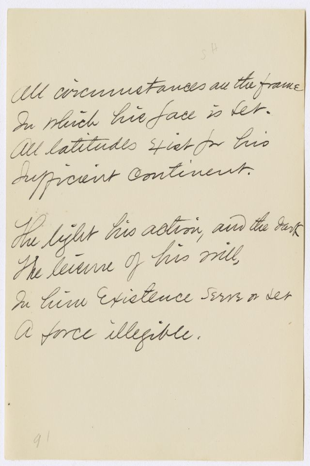 Emily Dickinson's handwritten poem "All circumstances are the frame"