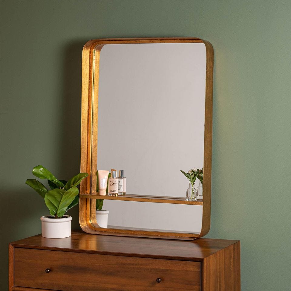 Product photo of West Elm Gold Mirror With Shelf