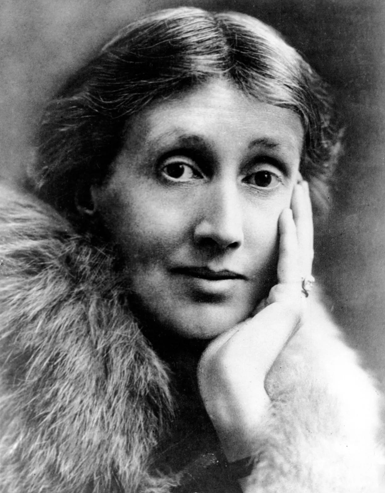 Portrait of an older Virginia Woolf. 