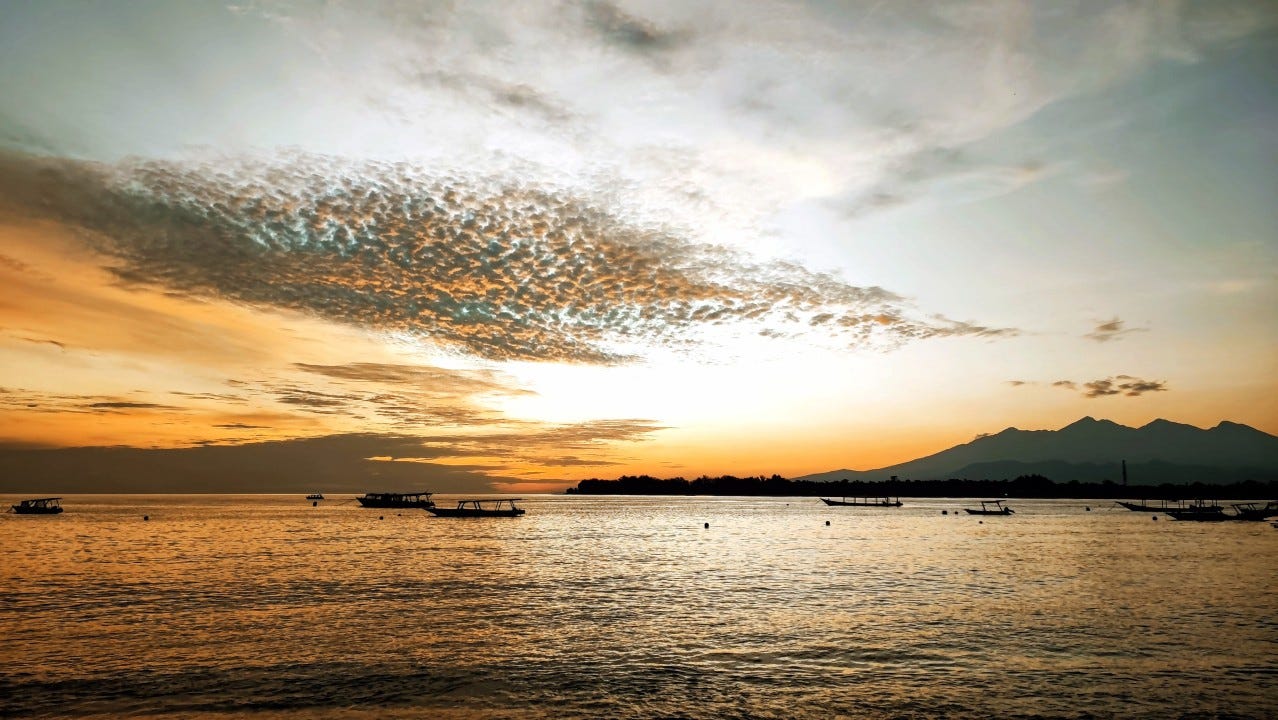 Sunrise over Lombok island