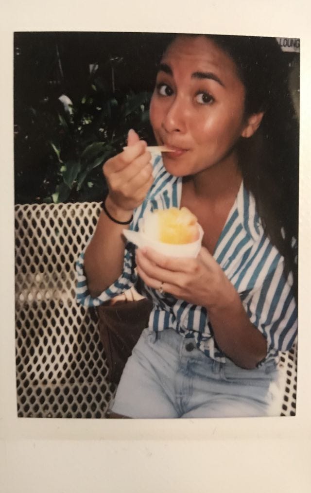 Mia eating shave ice yum yum