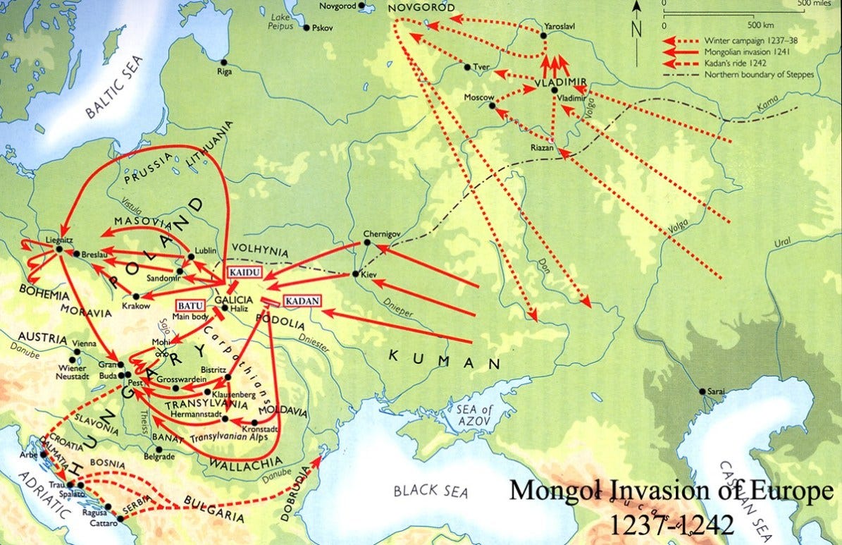 Map - Mongol Invasions of Europe