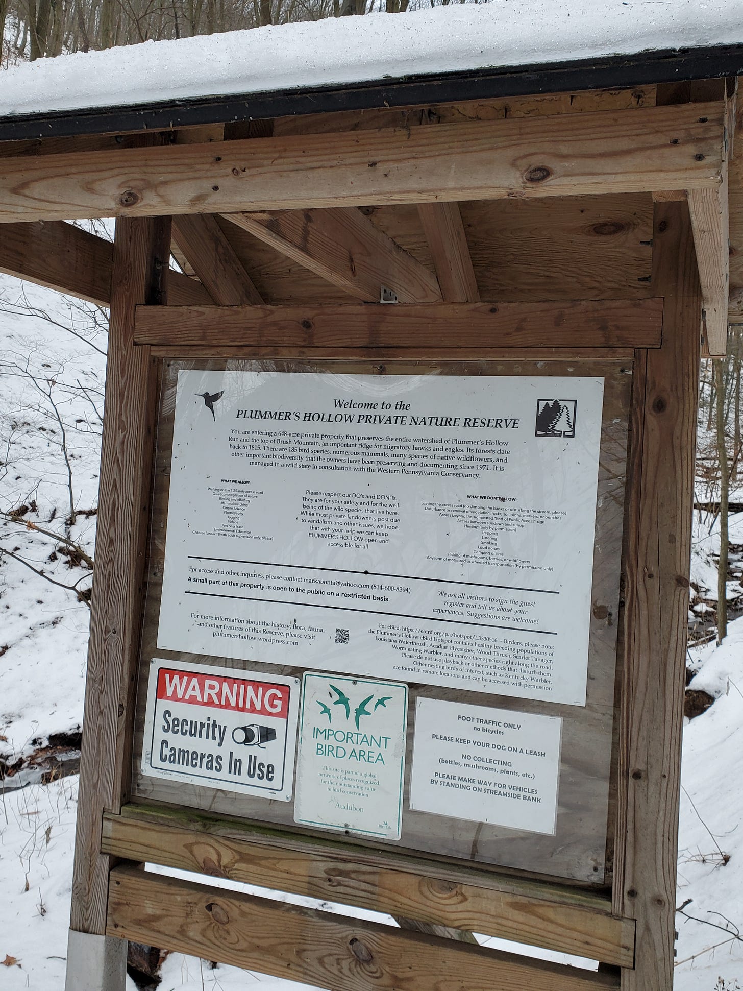 Plummers Hollow Nature Reserve sign