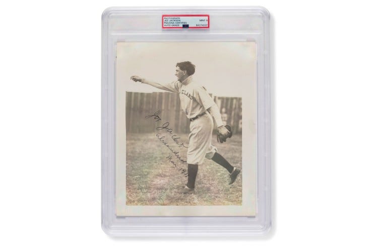 An autographed photograph of "Shoeless" Joe Jackson was sold for $1.47 million at an auction.