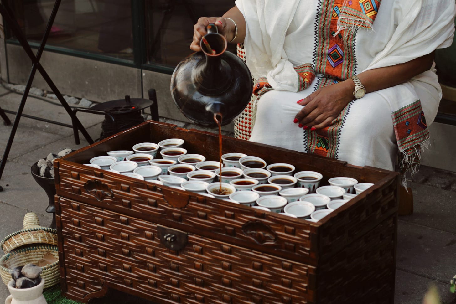 a traditional Ethiopian coffee ceremony