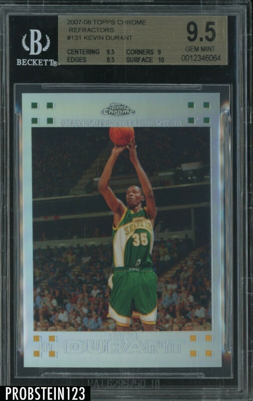 Image 1 - 2007-08-Topps-Chrome-Refractor-131-Kevin-Durant-RC-Rookie-1499-BGS-9-5-w-10