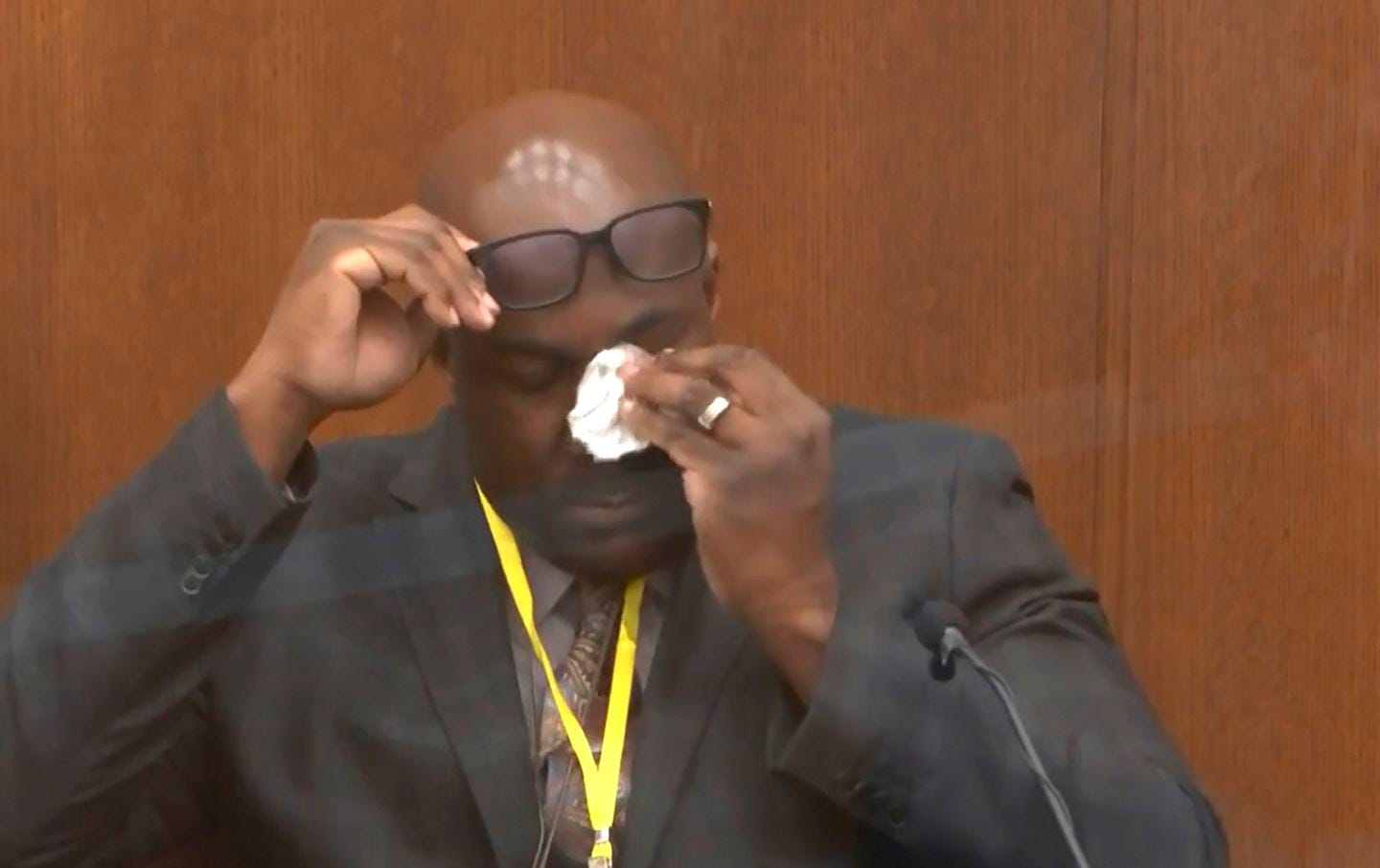 In this image from video, Philonise Floyd, brother of George Floyd, became emotional as he testified as Hennepin County Judge Peter Cahill presided over court Monday in the trial of former Minneapolis police officer Derek Chauvin, in the May 25, 2020, death of George Floyd at the Hennepin County Courthouse in Minneapolis, Minn.