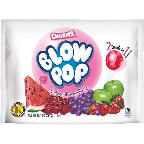 Charms Blow Pop Assorted Flavor Lollipops Standup Bag – 10.4oz : Target