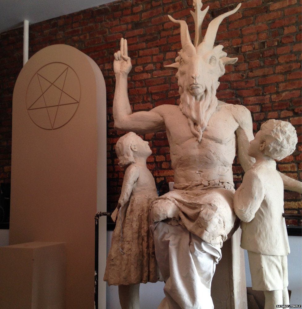 Decoding the symbols on Satan's statue - BBC News