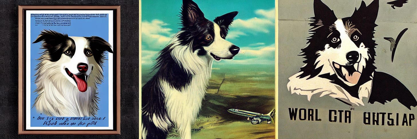 Border collie as a world war 2 pilot in WWII propaganda art style