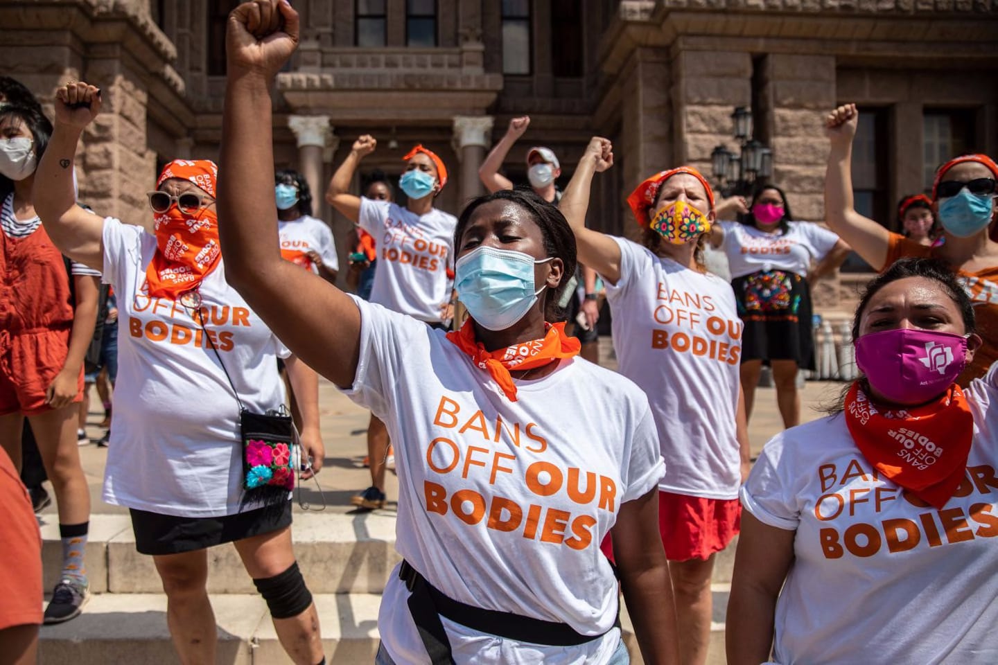 A “Bans Off Our Bodies” protested at the Texas State Capitol in Austin on Wednesday. A Texas law prohibiting most abortions after about six weeks of pregnancy went into effect on Wednesday after the Supreme Court failed to act on a request to block it.