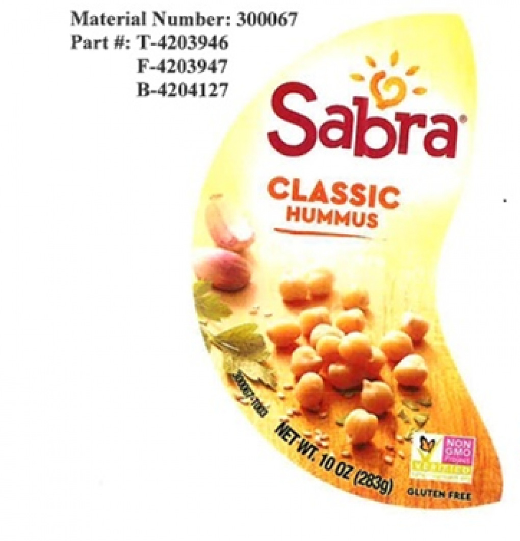 Image showing label of food being recalled with material number: 300067; part #: T-4203946, F-4203947; B-4204127