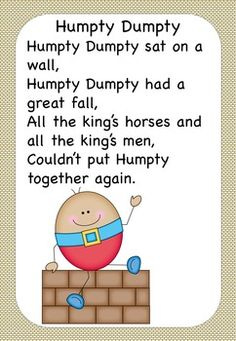 This contains an image of: Humpty Dumpty Nursery Rhyme Pack AUS UK
