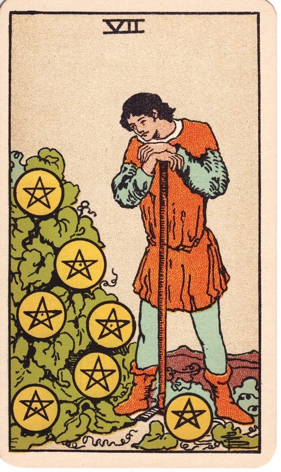 Seven of Pentacles Tarot card meaning: These are exceedingly ...