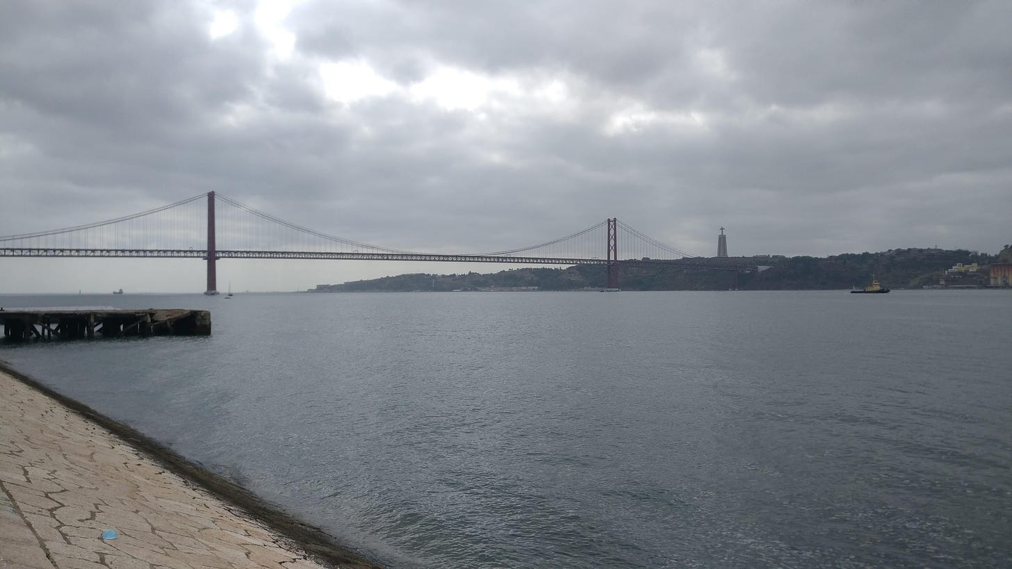 A view of the bridge from MAAT in Belem, Portugal