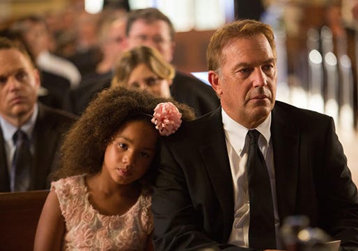 Jillian Estell and Kevin Costner star in writer-director Mike Binder's "Black or White," a 2015 Relativity release.