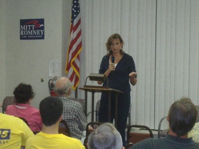 Cathy Bassett, District and Communications Director, served as the pinch-hitter for Congressman Wayne Gilchrest.