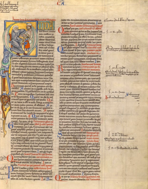   Unknown Decretum, about 1170–1180, Tempera colors, gold leaf, and ink on parchment bound between wood boards covered with brown calf Leaf: 44.3 × 29.1 cm (17 7/16 × 11 7/16 in.), Ms. Ludwig XIV 2 (83.MQ.163) The J. Paul Getty Museum, Los Angeles, Ms. Ludwig XIV 2