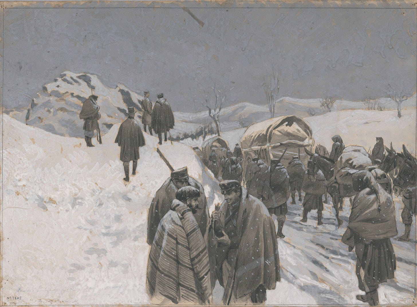 Josep Lluís Pellicer - Comboi a la neu - 1877