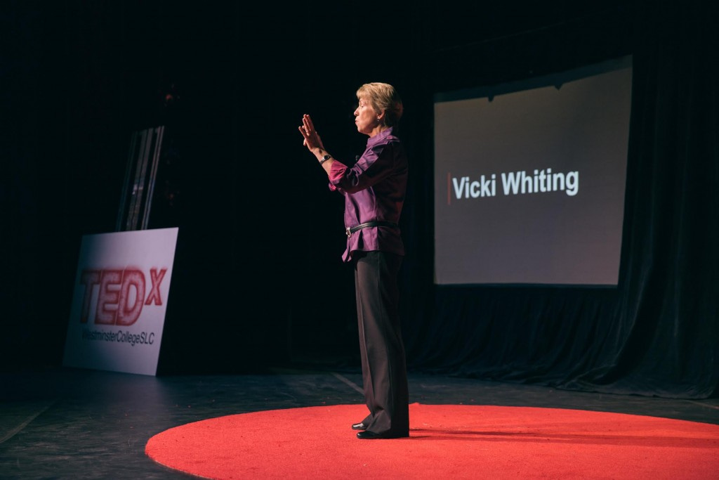 Dr. Vicki Whiting at TEDx Westminster, courtesy of Westminster College
