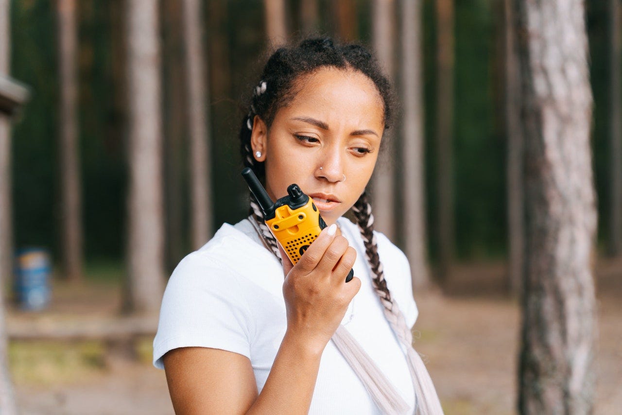 Photo by Ivan Samkov: https://www.pexels.com/photo/a-woman-using-a-transceiver-9629953/