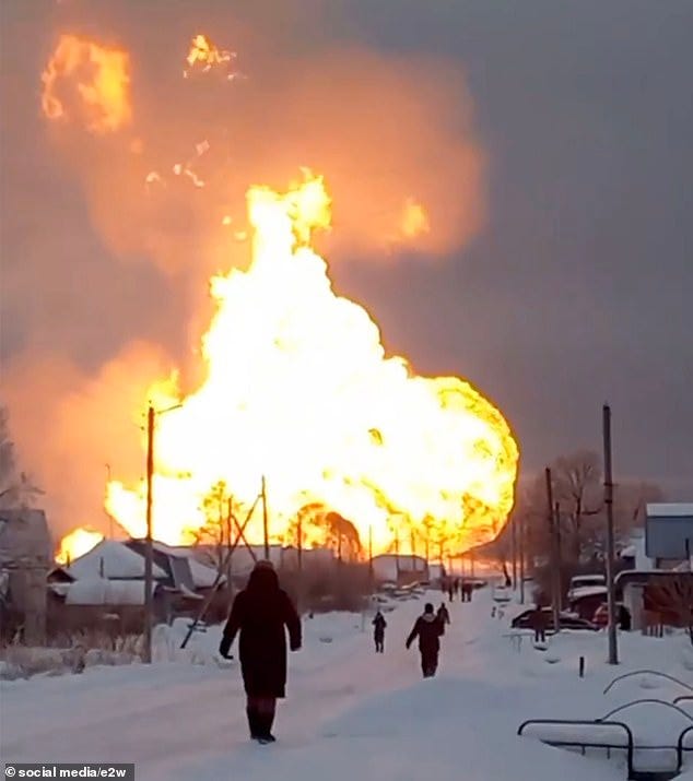 A gas pipeline explodes in the republic of Chuvashia, some 360 miles east of Moscow