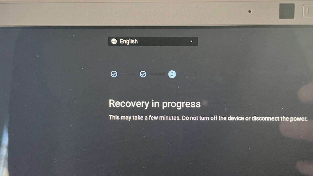 Chromebook recovery in progress