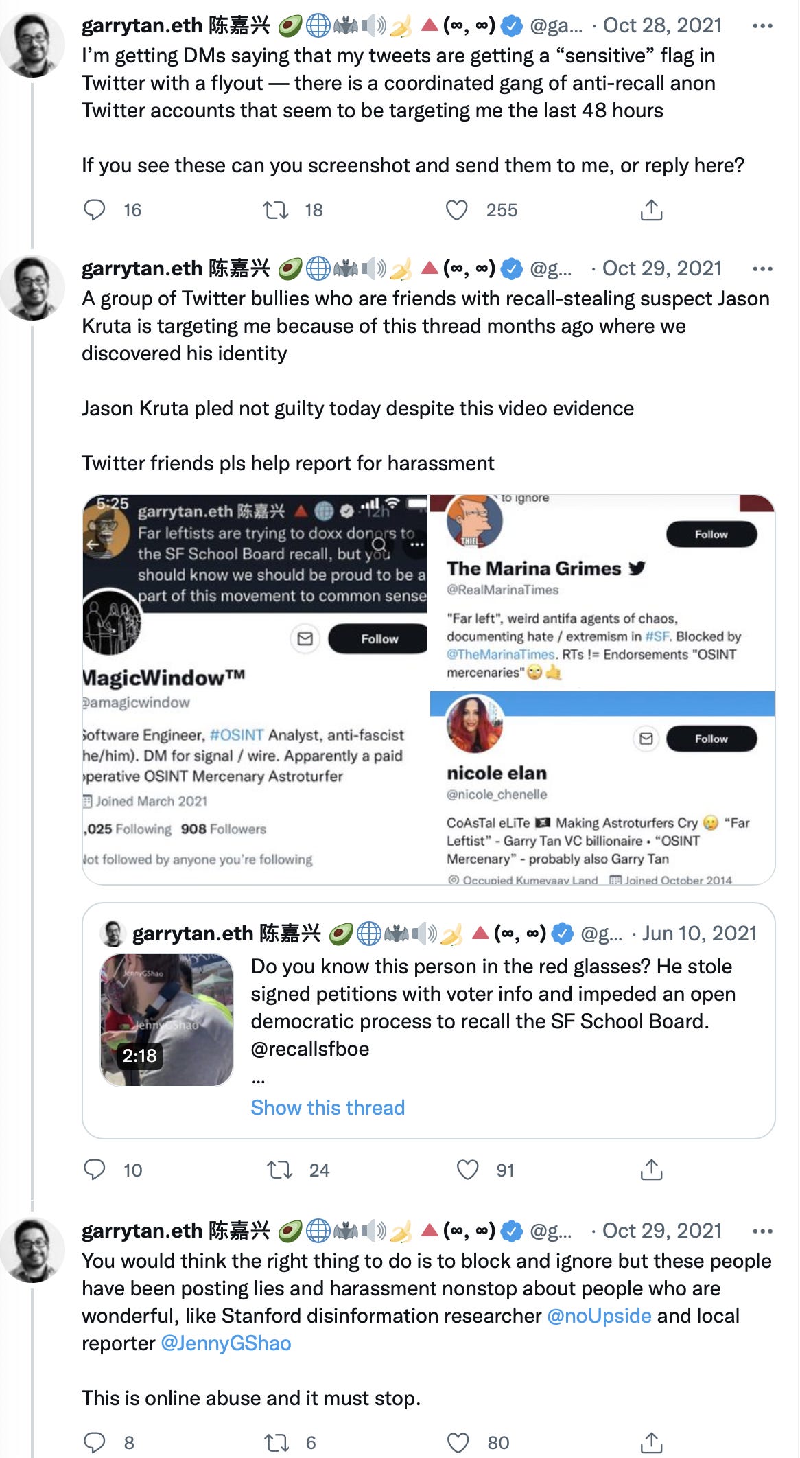 The three accounts shown above in Mr. Tan’s tweet are all connected to the KassandraSeven group.