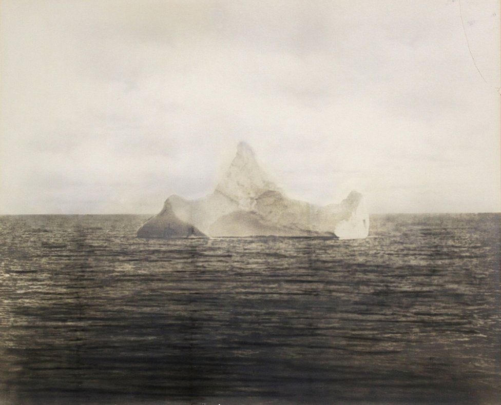 Purported photograph of the iceberg that sank the Titanic