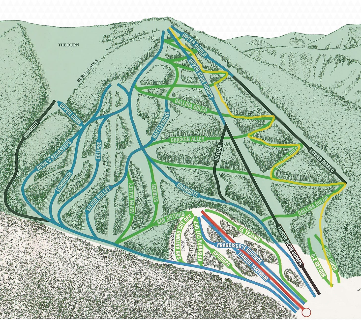 a map of the terrain at Cuchara Mountain Park