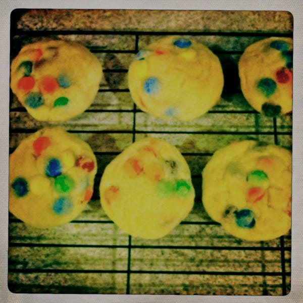 Badly photographed M&M cookies