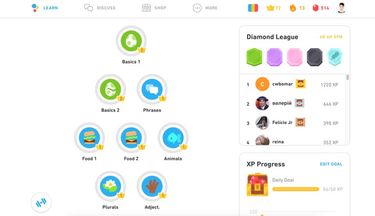 Duolingo interface