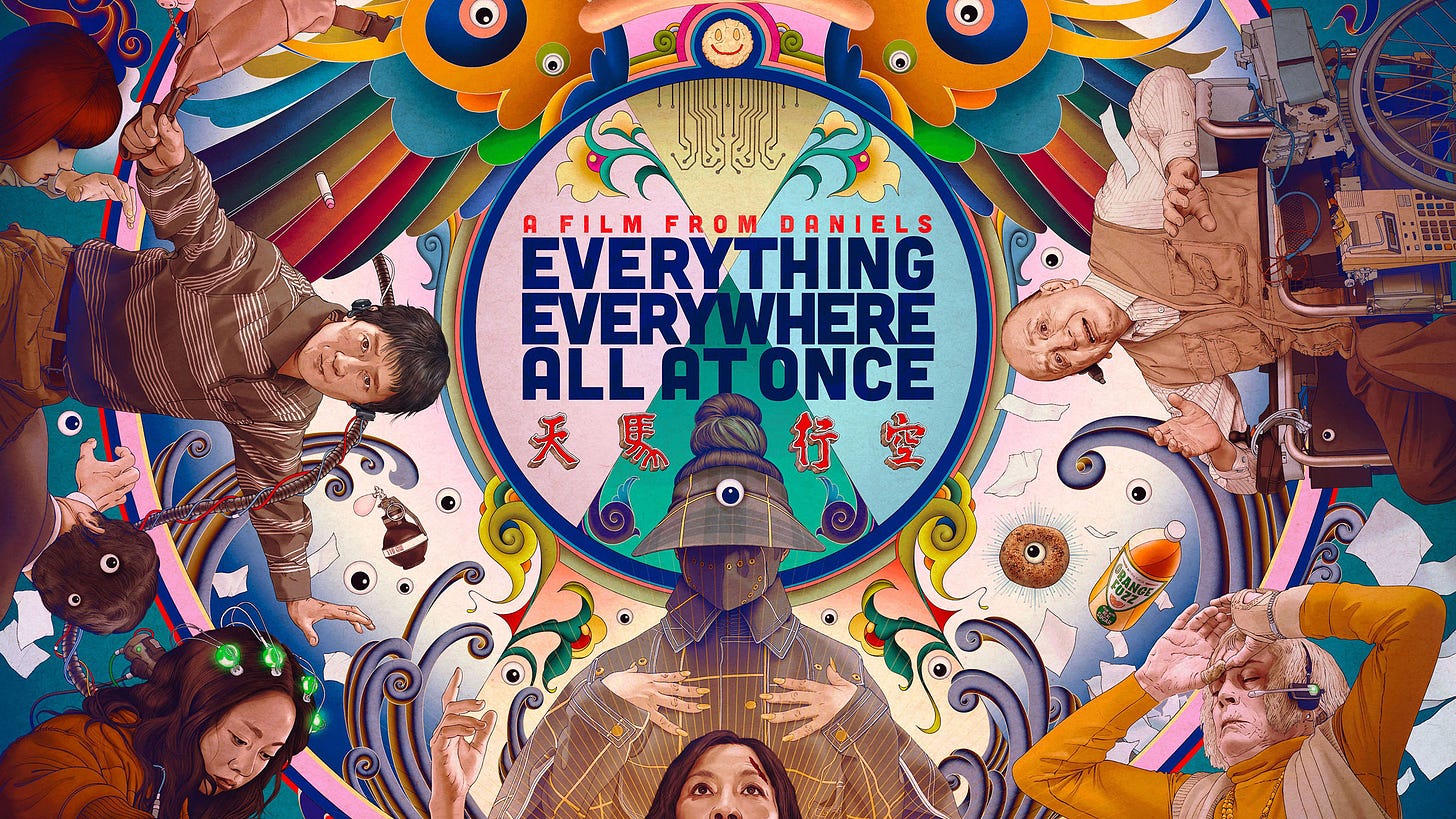 A beautiful movie poster mosaic of "Everything Everywher All At Once."