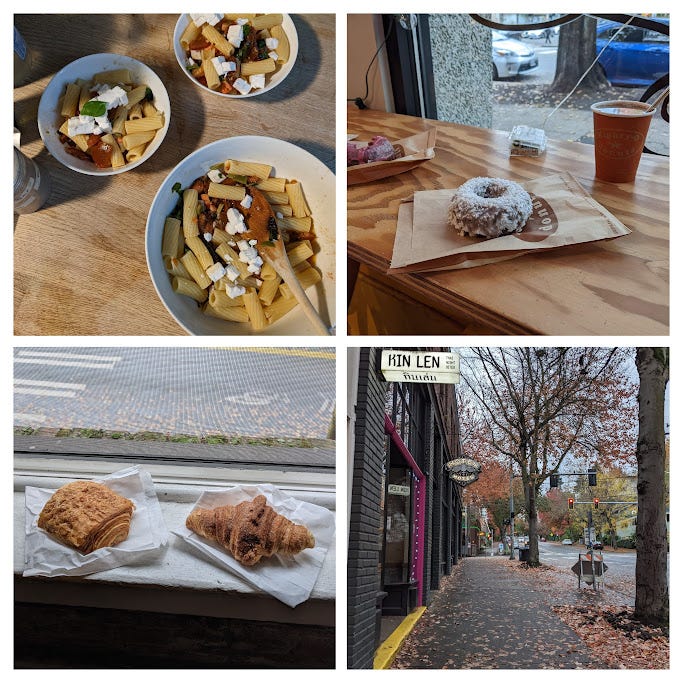pasta, doughnuts, croissants, street view pasta, doughnuts, croissants, street view