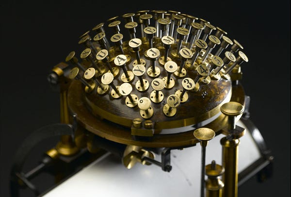 Photo of typewriter in the shape of a head.