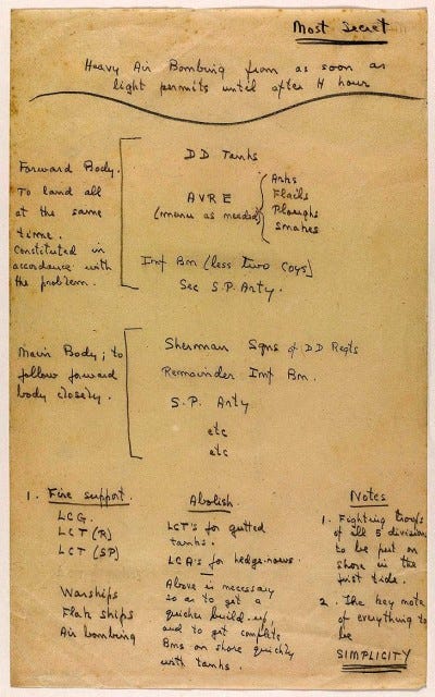 General Montgomery's One Page Battle Plan for D-Day Released