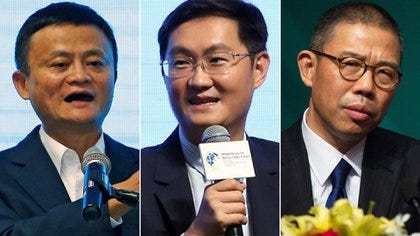 Jack Ma, Pony Ma y Zhong Shanshan, el podio de los más ricos en China