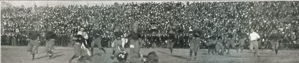 #23 Elmer Abrahamson of Great Lakes is tackled in the open field during the 1919 Rose Bowl